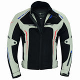REF:VULCANO PLATA BLANCO ROJO AZULCHAQUETA DE MOTO PERFORADA DE VERANO CON FORRO IMERMEABLE Y EXTRAIBLE CON PROTECCIONES CE. UNISEX