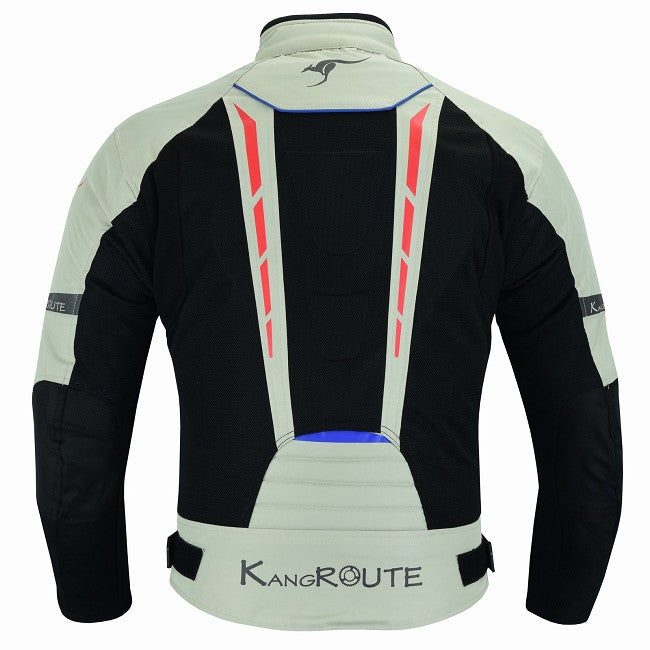 REF:VULCANO PLATA BLANCO ROJO AZULCHAQUETA DE MOTO PERFORADA DE VERANO CON FORRO IMERMEABLE Y EXTRAIBLE CON PROTECCIONES CE. UNISEX