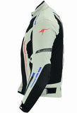 REF:VULCANO PLATA BLANCO ROJO AZULCHAQUETA DE MOTO PERFORADA DE VERANO CON FORRO IMERMEABLE Y EXTRAIBLE CON PROTECCIONES CE. UNISEX