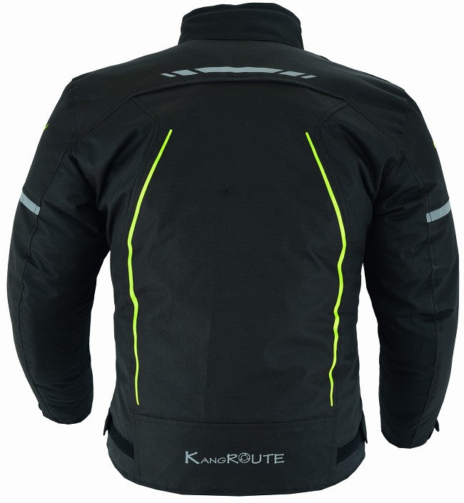 REF:VENUS FLUOR NEGROCHAQUETA DE MOTO EN POLIESTER TÉRMICO, IMPERMEABLE, TRANSPIRABLE CON PROTECCIONES C.E. Y VENTILACIÓN DIRECTA