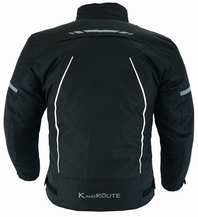 CHAQUETA DE MOTO EN POLIESTER TÉRMICO, IMPERMEABLE, TRANSPIRABLE CON PROTECCIONES C.E. Y VENTILACIÓN DIRECTA