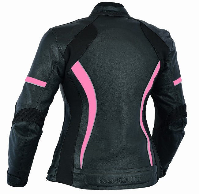 REF:AFRODITA FUCSIA ROSACHAQUETA DE MOTO EN CUERO PARA CHICAS CON PROTECTORES C.E
