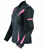 REF:AFRODITA FUCSIA ROSACHAQUETA DE MOTO EN CUERO PARA CHICAS CON PROTECTORES C.E