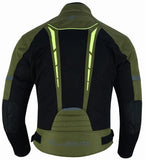 REF:VULCANO VERDE MILITAR FLUORCHAQUETA DE MOTO PERFORADO DE VERANO, FORRO IMPERMEABLE EXTRAIBLE Y PROTECCIONES CE- UNISEX