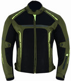 REF:VULCANO VERDE MILITAR FLUORCHAQUETA DE MOTO PERFORADO DE VERANO, FORRO IMPERMEABLE EXTRAIBLE Y PROTECCIONES CE- UNISEX