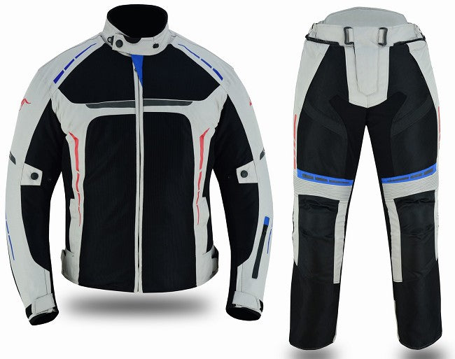 Summer suit, consisting of a perforated summer jacket and trousers with removable waterproof linings