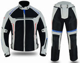 Summer suit, consisting of a perforated summer jacket and trousers with removable waterproof linings