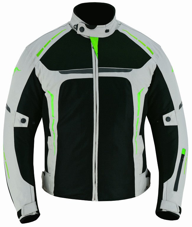 REF:VULCANO PLATA FLUORCHAQUETA DE MOTO PERFORADO DE VERANO, FORRO IMPERMEABLE EXTRAIBLE Y PROTECCIONES CE- UNISEX