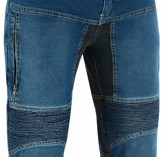 PANTALÓN KEVLAR VAQUERO UNISEX FLEXIBLE CON ZONAS ELÁSTICAS Y PROTECCIONES C.E.