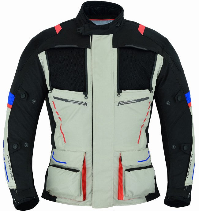 REF:TITAN ROJO AZUL 4SEASONCHAQUETA DE MOTO CUATRO ESTACIONES ( 4SEASON ) TRICAPA TIPO 3/4