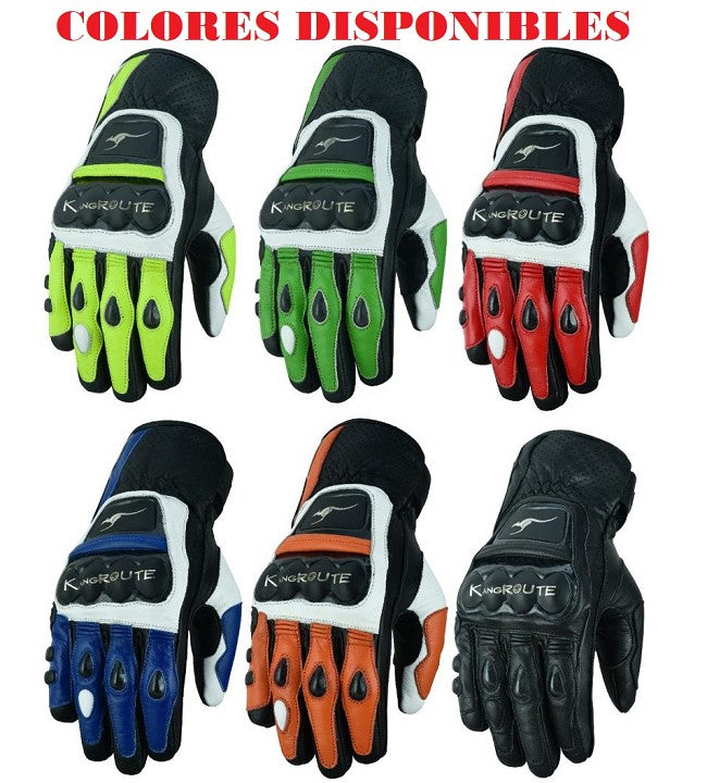 GUANTES PUÑOS CORTOS DE MOTO EN PIEL ANILINA CON PROTECCIONES DE ACERO INOXIDABLE (5)
