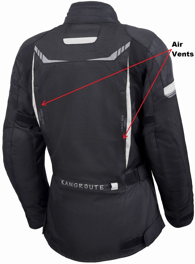 REF:MINERVA BLANCA NEGRACHAQUETA MUJER 3/4 DE MOTO EN TEXTIL IMPERMEABLE, TRANSPIRABLE Y TÉRMICO CON PROTECCIONES C.E.