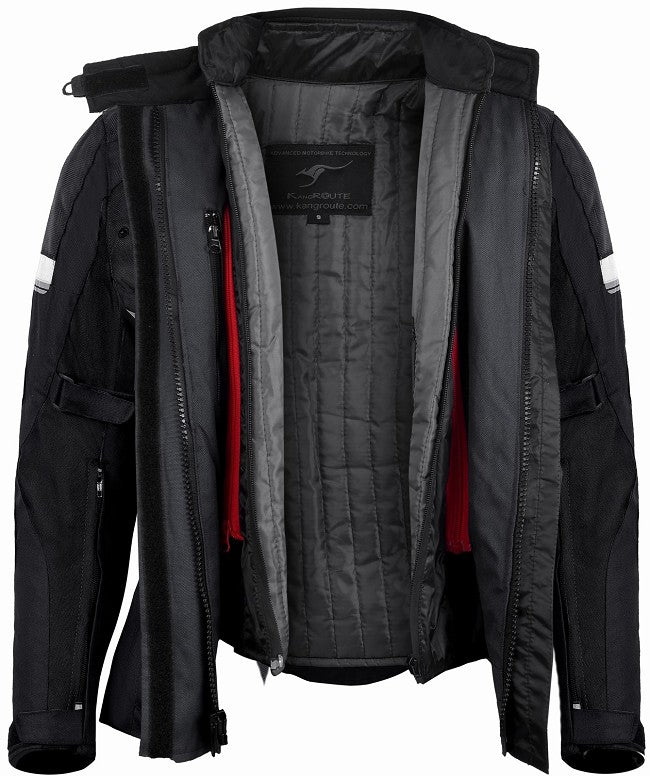 REF:MINERVA BLANCA NEGRACHAQUETA MUJER 3/4 DE MOTO EN TEXTIL IMPERMEABLE, TRANSPIRABLE Y TÉRMICO CON PROTECCIONES C.E.