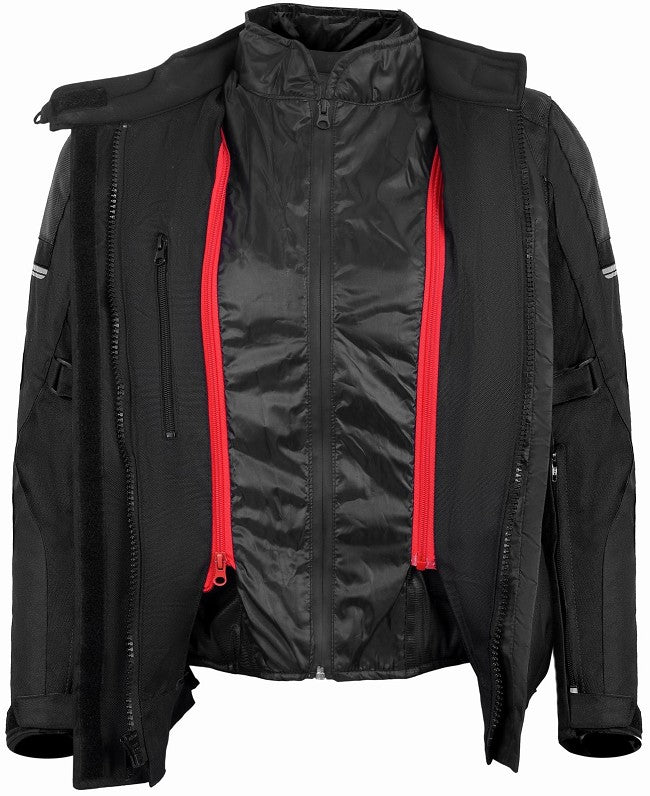 REF:MINERVA NEGRACHAQUETA MUJER 3/4 DE MOTO EN TEXTIL IMPERMEABLE, TRANSPIRABLE, TÉRMICO CON PROTECCIONES C.E.