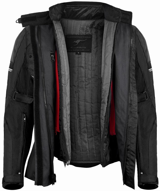 REF:MINERVA NEGRACHAQUETA MUJER 3/4 DE MOTO EN TEXTIL IMPERMEABLE, TRANSPIRABLE, TÉRMICO CON PROTECCIONES C.E.