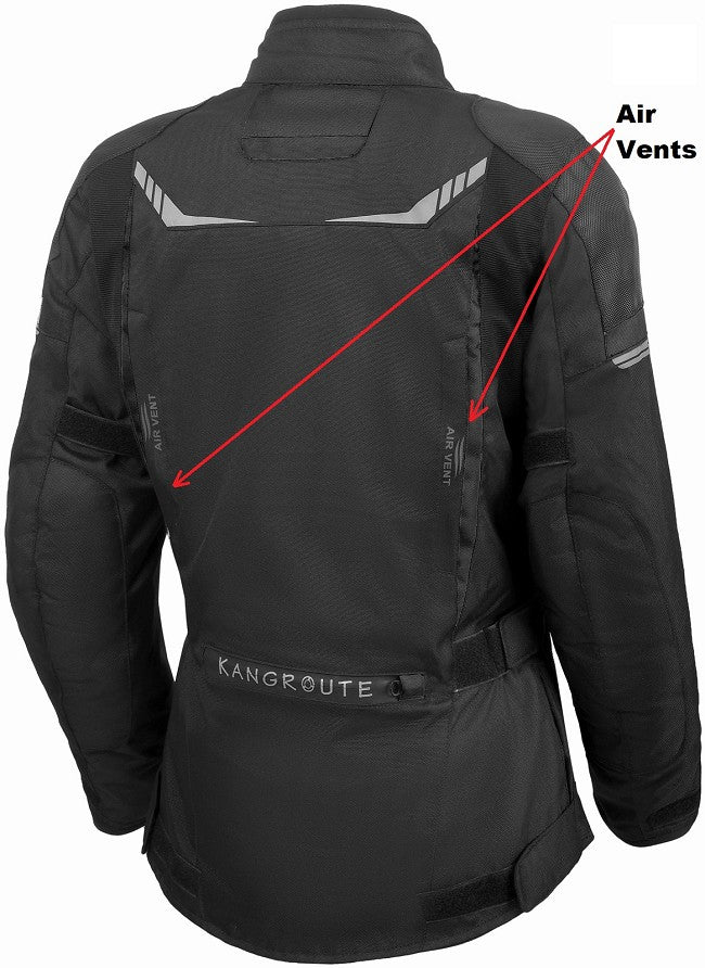 REF:MINERVA NEGRACHAQUETA MUJER 3/4 DE MOTO EN TEXTIL IMPERMEABLE, TRANSPIRABLE, TÉRMICO CON PROTECCIONES C.E.