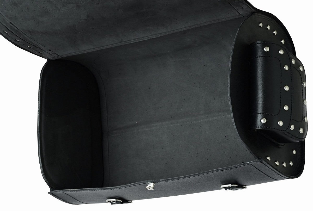 BAÚL DE MOTO TRASERO EN CUERO RIGIDO, LAMINADO PARA DOS CASCOS 65 LITROS