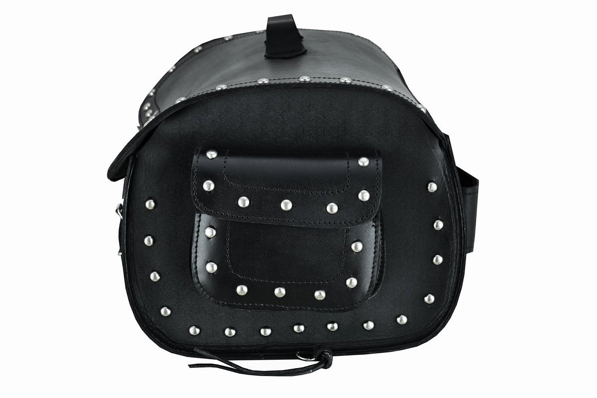 BAÚL DE MOTO TRASERO EN CUERO RIGIDO, LAMINADO PARA DOS CASCOS 65 LITROS