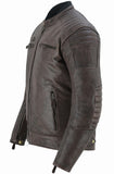 CHAQUETA DE MOTO EN PIEL DE BÚFALO ESTILO VINTAGE MARRON CON FORRO Y PROTECCIONES EXTRAIBLES