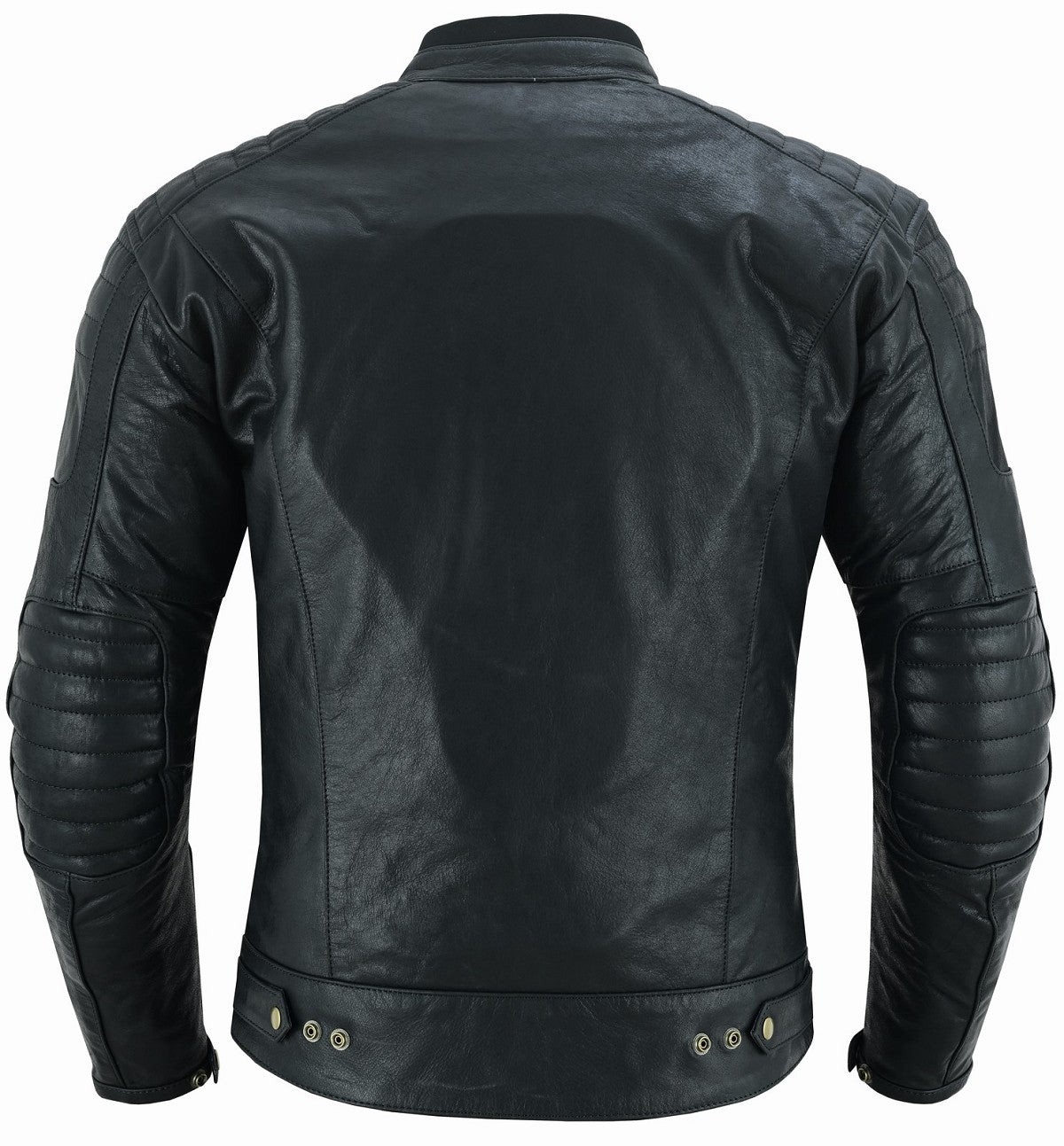 CHAQUETA DE MOTO EN PIEL DE BÚFALO ESTILO VINTAGE CON FORRO Y PROTECCIONES CE EXTRAIBLES