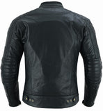 CHAQUETA DE MOTO EN PIEL DE BÚFALO ESTILO VINTAGE CON FORRO Y PROTECCIONES CE EXTRAIBLES