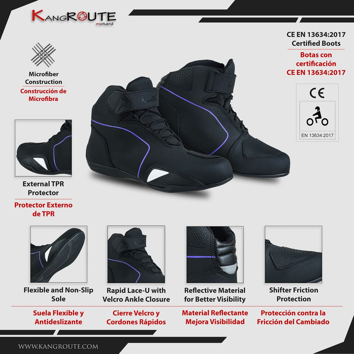 ZAPATILLAS DE MOTO MUJER, IMPERMEABLES Y TRANSPIRABLES CON HOMOLOGACIÓN CE Y EPI