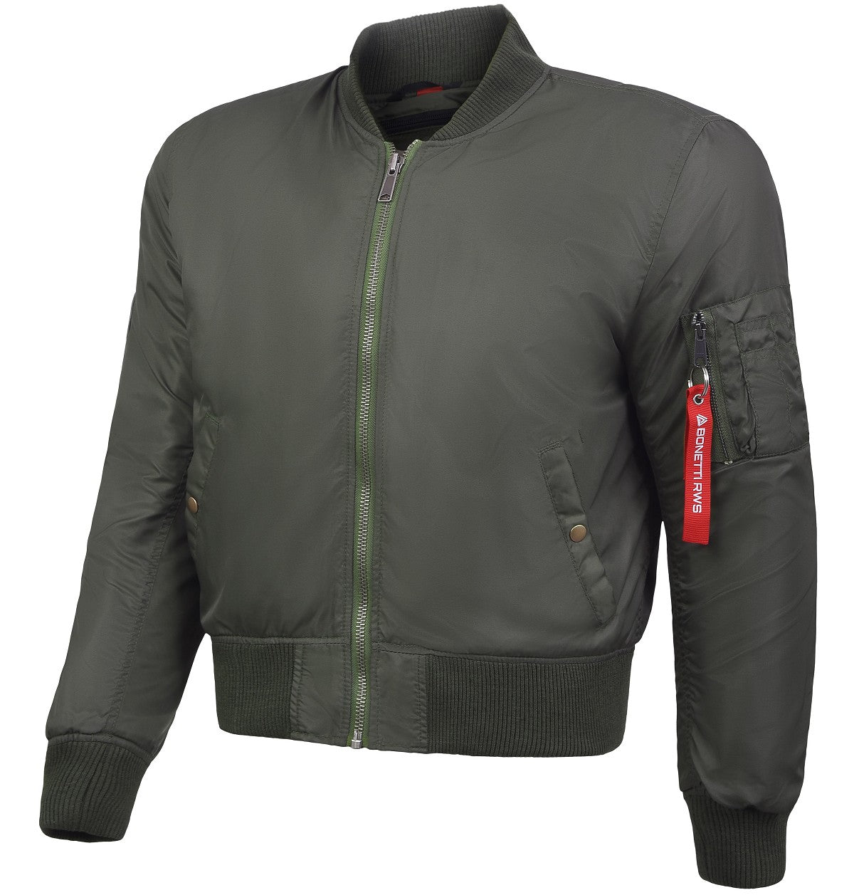 CAZADORA DE MOTO BOMBER EN 100% NAYLON UNISEX, IMPERMEABLE TRANSPIRABLE Y TÉRMICO CON PROTECTORES C.E. EN 1621 NIVEL 2