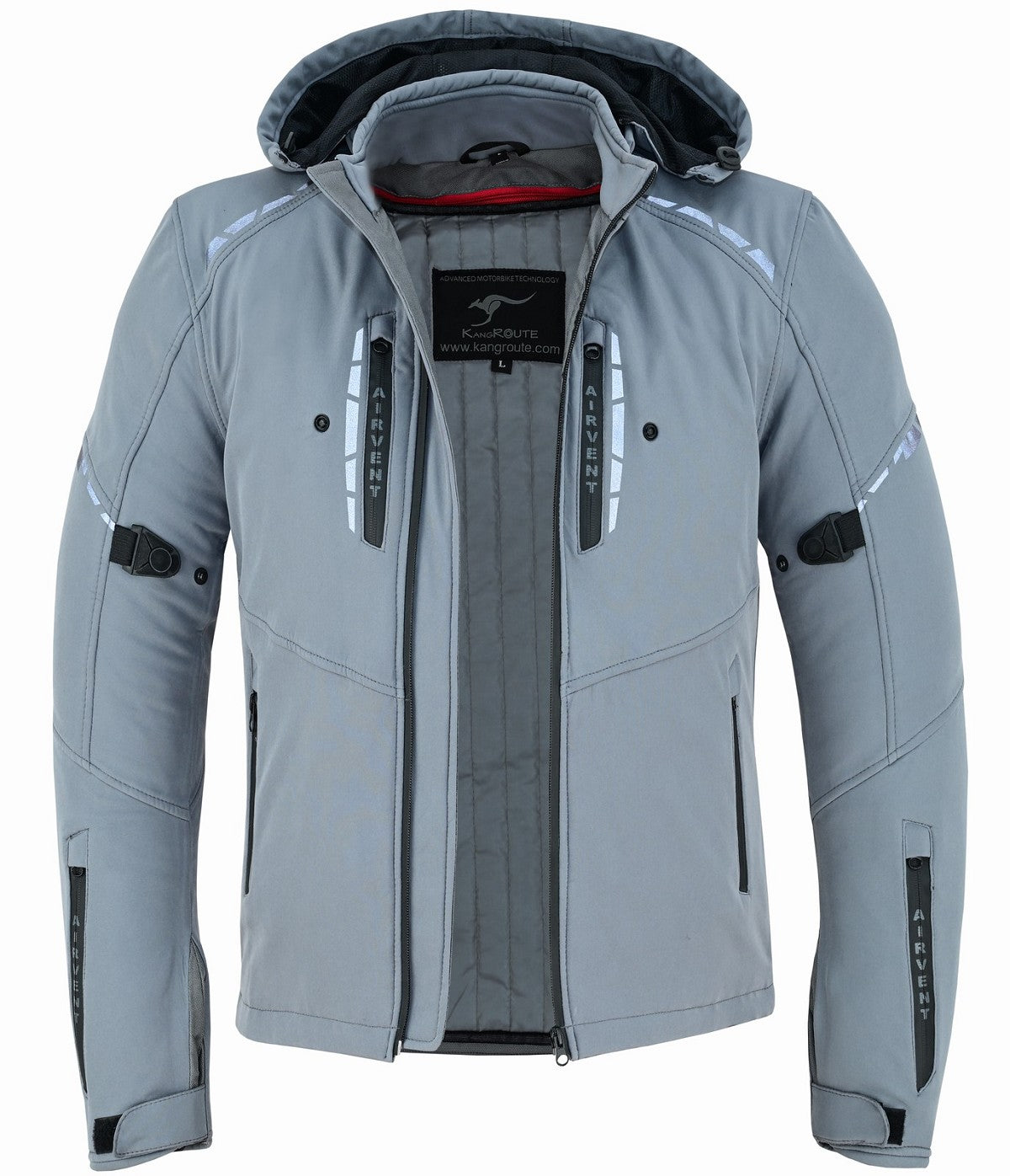 REF:KARAKARUM GRIS PLATACHAQUETA DE MOTO UNISEX EN TEJIDO SOFTSHELL, NEOPRENO IMPERMEABLE, TÉRMICO Y PROTECTORES C.E.