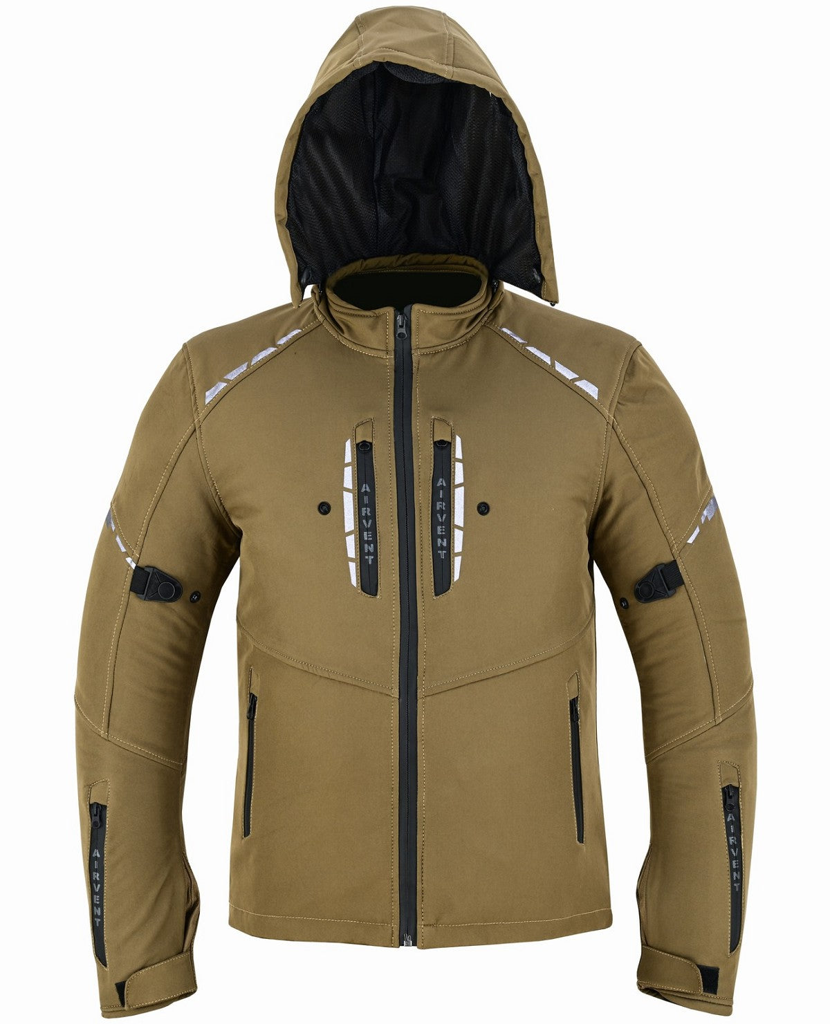 REF:KARAKARUM BEIGE CAMELLOCHAQUETA DE MOTO UNISEX EN TEJIDO SOFTSHELL, NEOPRENO IMPERMEABLE, TÉRMICO Y PROTECTORES C.E.
