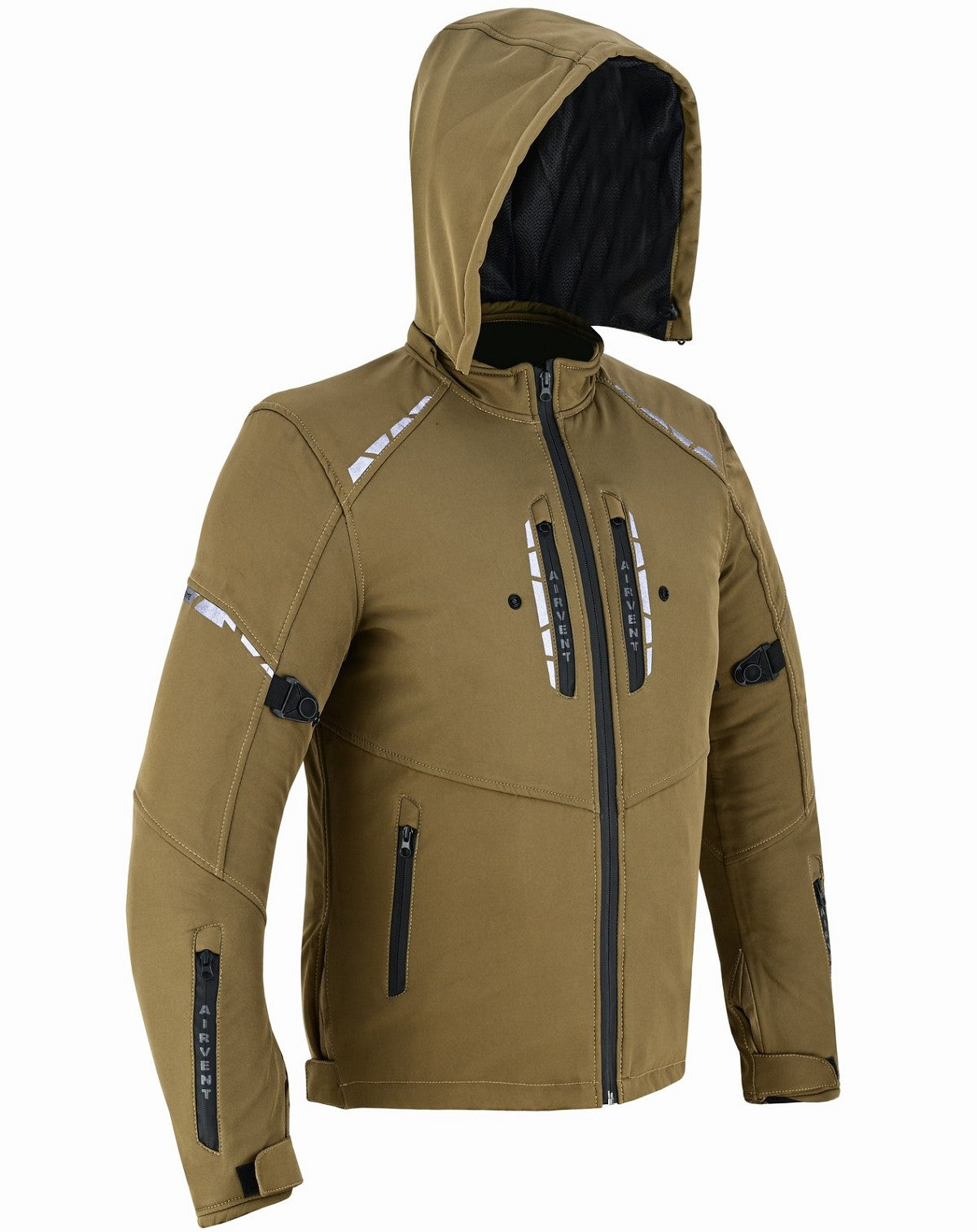 REF:KARAKARUM BEIGE CAMELLOCHAQUETA DE MOTO UNISEX EN TEJIDO SOFTSHELL, NEOPRENO IMPERMEABLE, TÉRMICO Y PROTECTORES C.E.