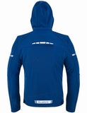 REF:KARAKARUM AZUL MARINOCHAQUETA DE MOTO UNISEX EN TEJIDO SOFTSHELL, NEOPRENO IMPERMEABLE, TÉRMICO Y PROTECTORES C.E.
