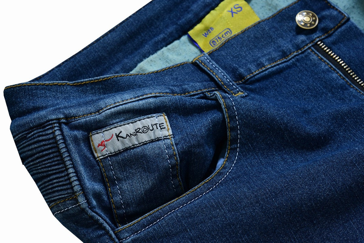 PANTALÓN VAQUERO TEJANO UNISEX DE KEVLAR CON PROTECCIONES C.E. Y ZONAS ELÁSTICAS