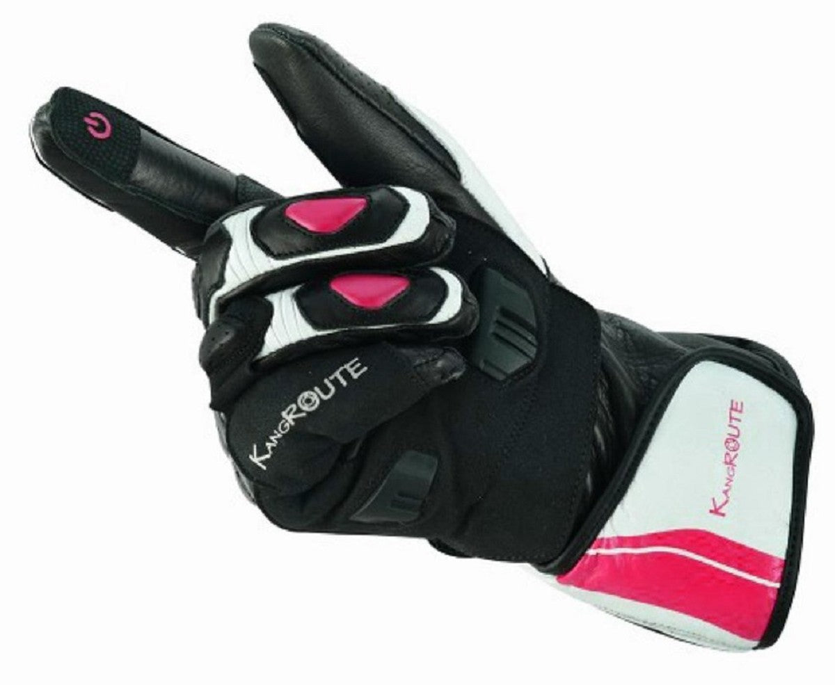 GUANTES DE MUJER DE MOTO EN PIEL ANILINA, PROTECTORES DE CARBONO Y ACERO INOXIDABLE