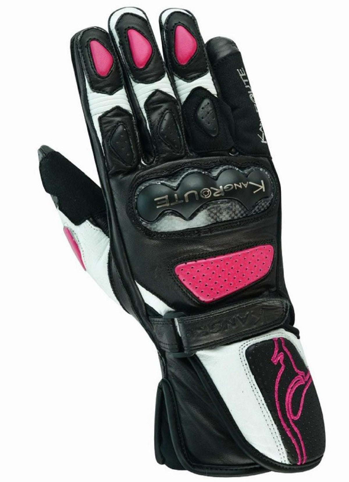 GUANTES DE MUJER DE MOTO EN PIEL ANILINA, PROTECTORES DE CARBONO Y ACERO INOXIDABLE