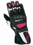 GUANTES DE MUJER DE MOTO EN PIEL ANILINA, PROTECTORES DE CARBONO Y ACERO INOXIDABLE