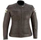 CHAQUETA DE MOTO EN PIEL BUFALO PARA CHICAS ESTILO RETRO CON FORRO IMPERMEABLE