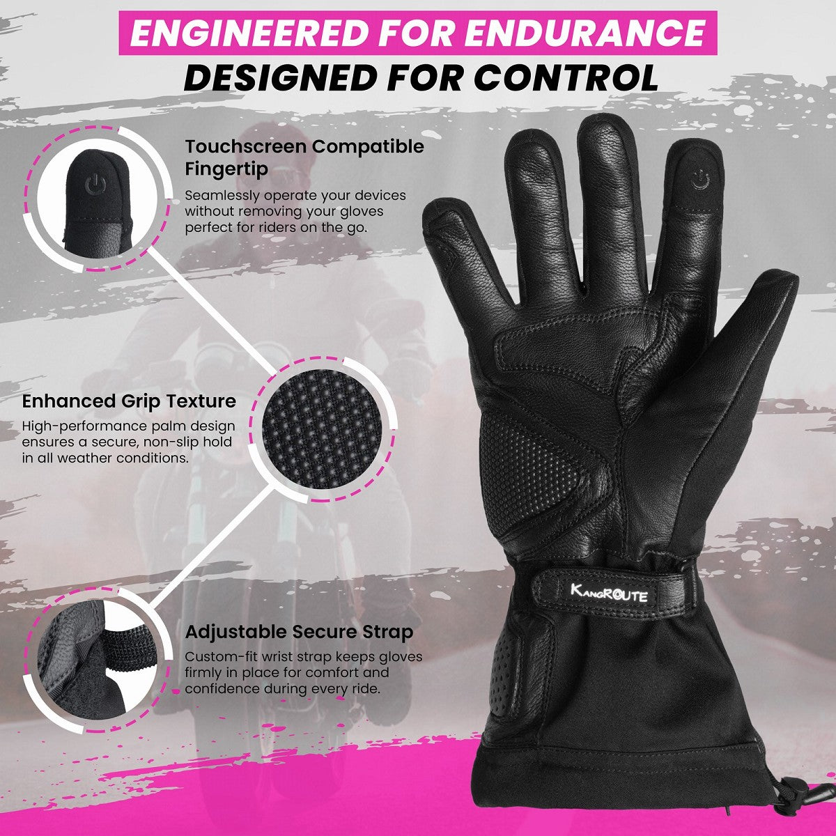 GUANTES DE MOTO INVERNALES PARA CHICAS DE PUÑO LARGO CON MEMBRANA IMPERMEABLE Y TÉRMICOS.