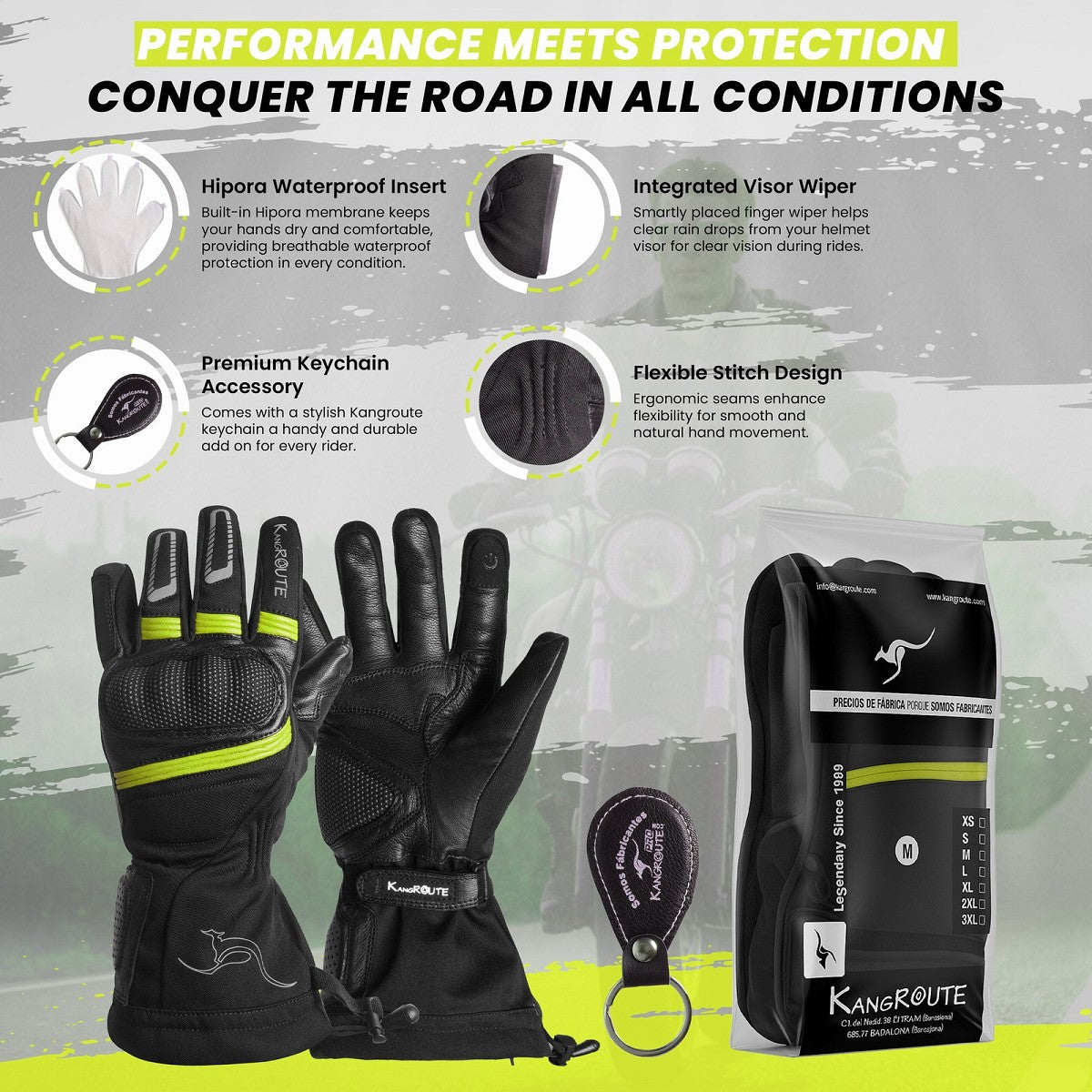 GUANTES DE MOTO INVERNALES DE PUÑO LARGO CON MEMBRANA IMPERMEABLE Y TÉRMICOS.