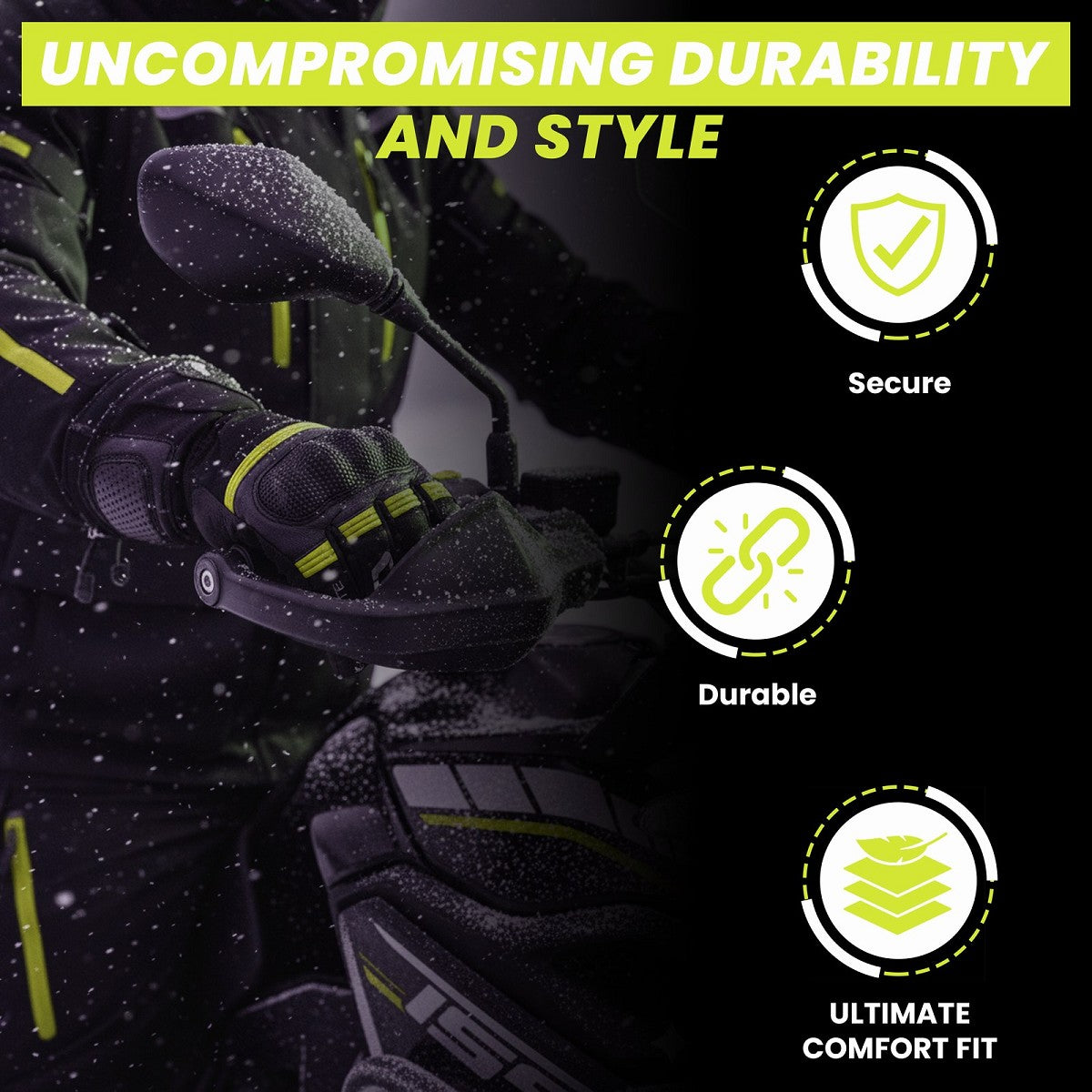 GUANTES DE MOTO INVERNALES DE PUÑO LARGO CON MEMBRANA IMPERMEABLE Y TÉRMICOS.