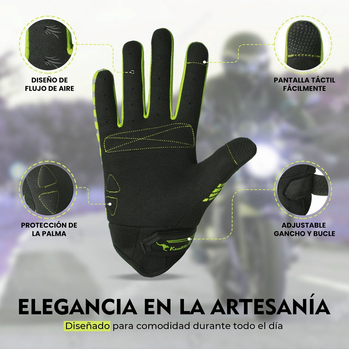 GUANTES DE MOTO LIGEROS CONFECCIONADOS EN TEJIDO TRANSPIRABLE Y RESISTENTE CON PROTECCIONES PARA VERANO