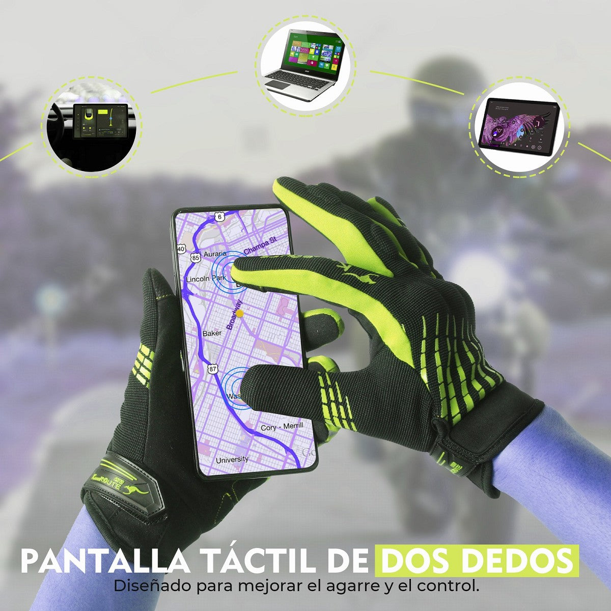 GUANTES DE MOTO LIGEROS CONFECCIONADOS EN TEJIDO TRANSPIRABLE Y RESISTENTE CON PROTECCIONES PARA VERANO