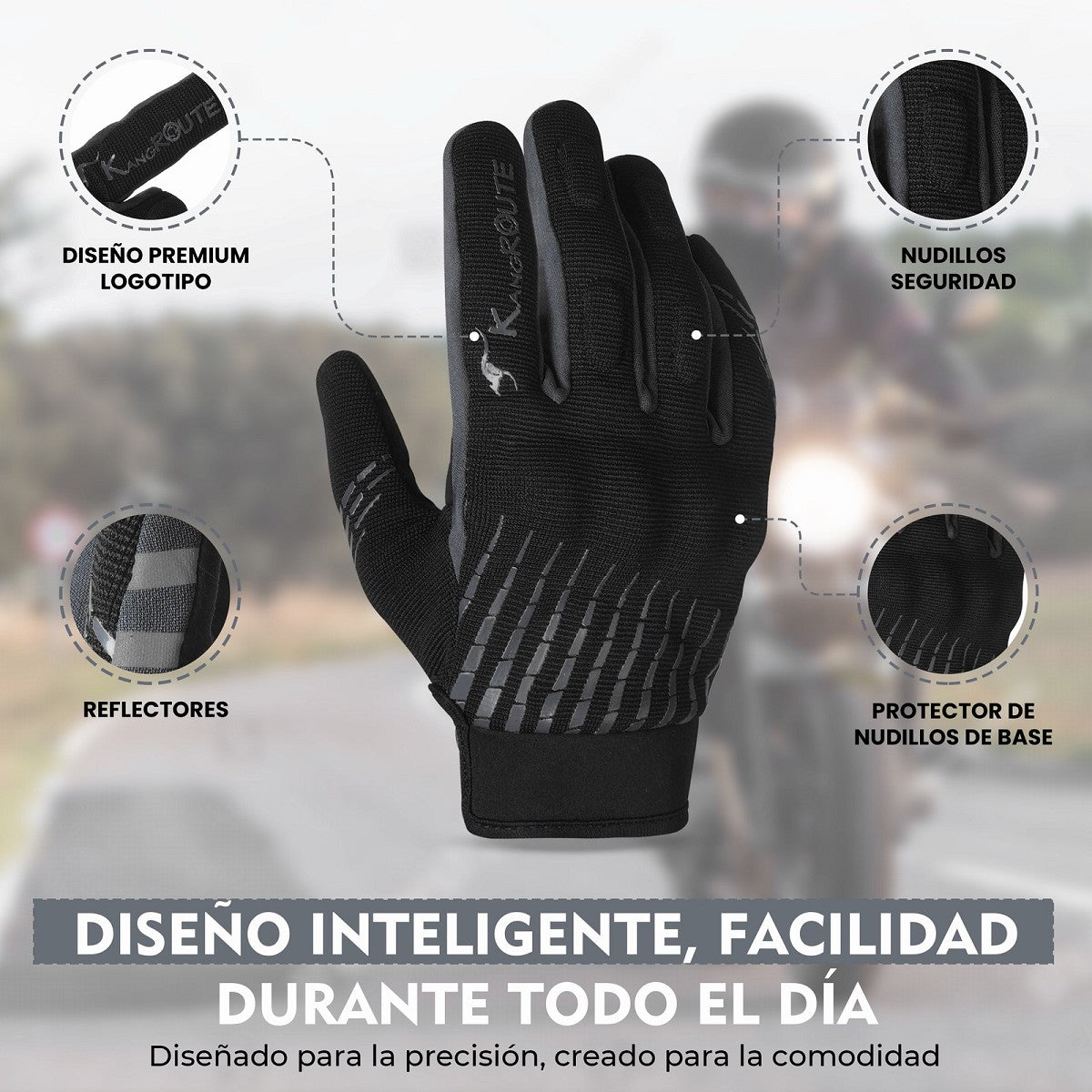 GUANTES DE MOTO LIGEROS CONFECCIONADOS EN TEJIDO ELASTICO, TRANSPIRABLE Y RESISTENTE CON PROTECCIONES PARA VERANO (1)