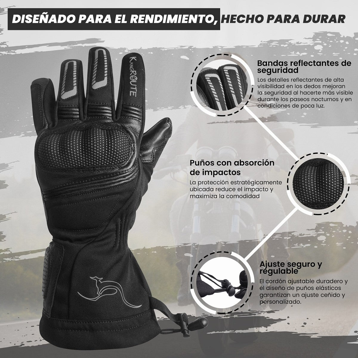 GUANTES DE MOTO INVERNALES DE PUÑO LARGO CON MEMBRANA IMPERMEABLE Y TÉRMICOS. (1)