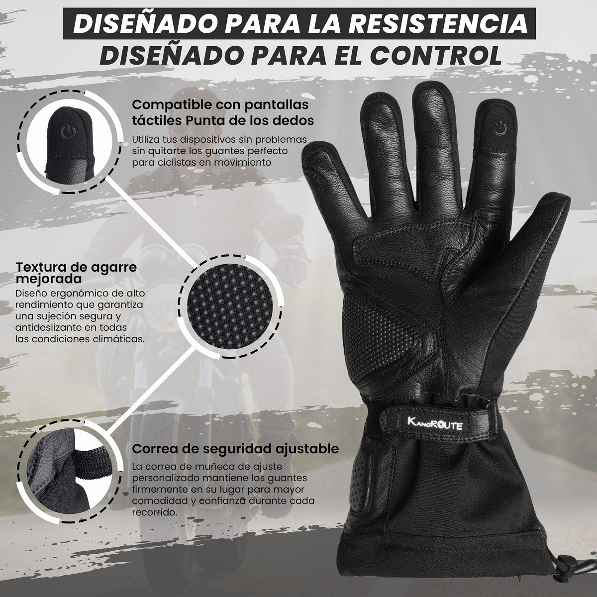 GUANTES DE MOTO INVERNALES DE PUÑO LARGO CON MEMBRANA IMPERMEABLE Y TÉRMICOS. (1)