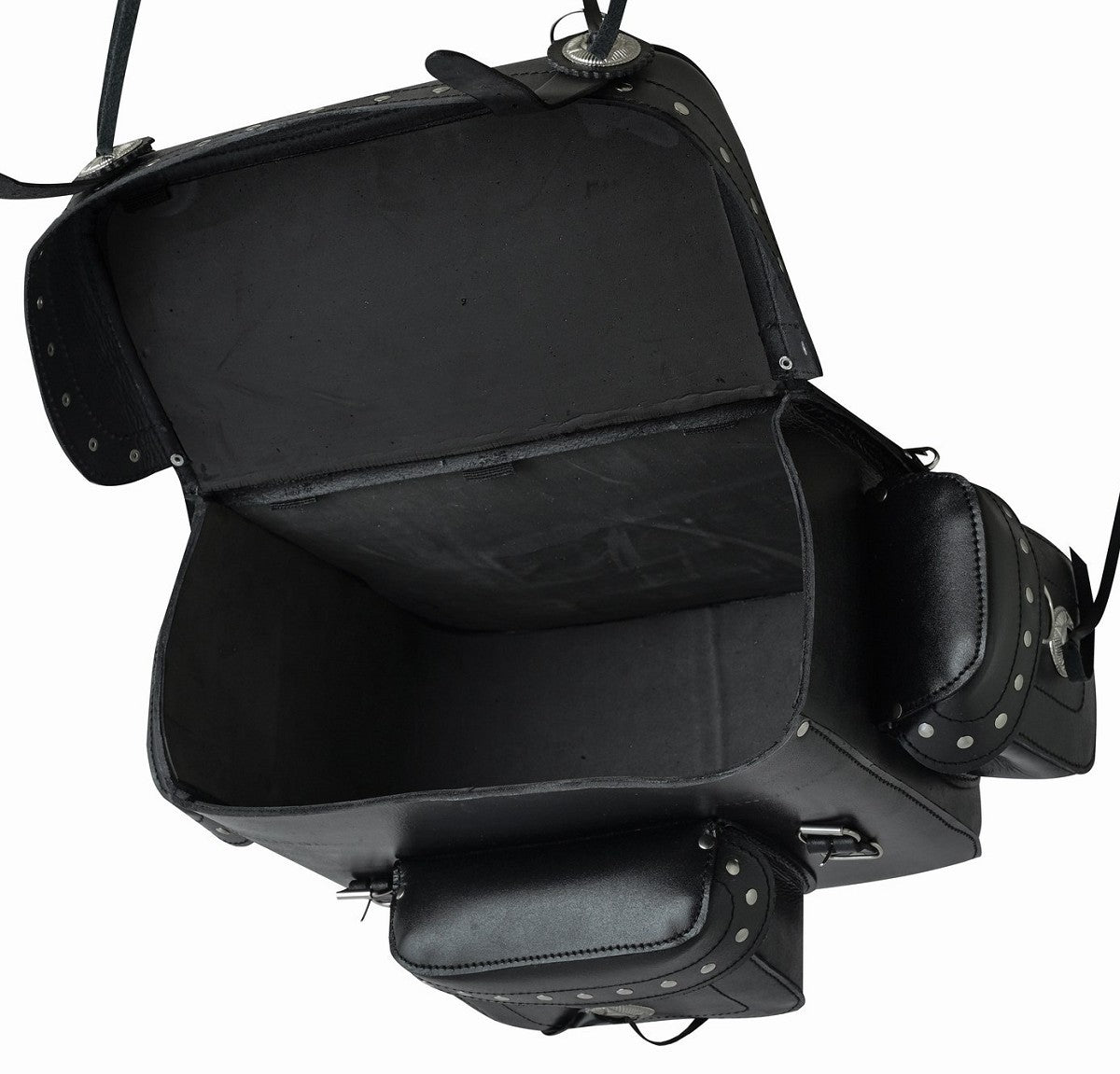 BAUL RESPALDO DE CUERO 3-4MM RÍGIDO CON RULO DESMONTABLE PARA MOTO CUSTOM