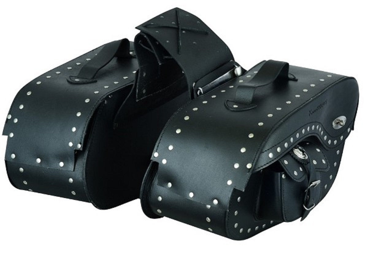 JUEGO DE ALFORJAS RÍGIDAS DE CUERO 3-4MM, PARA MOTO CUSTOM Y HARLEY BIKERS 2X24 LITROS