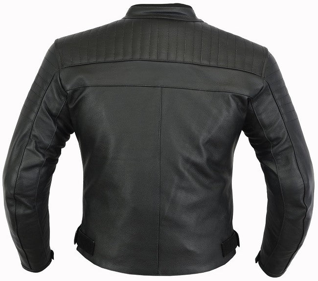 REF:GM175 NEGRACHAQUETA DE MOTO EN CUERO CON FORRO Y PROTECCIONES DESMONTABLES