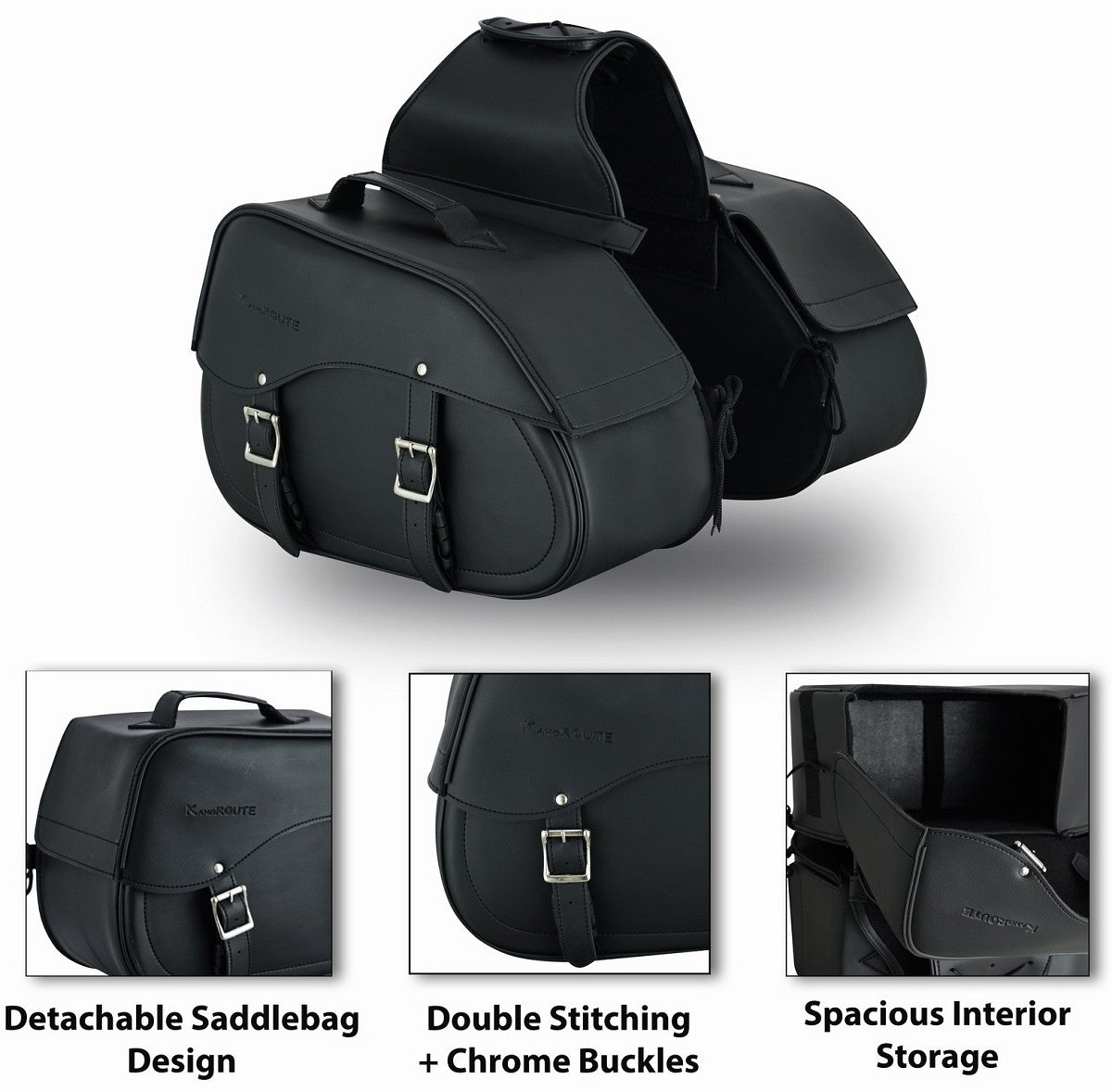 ALFORJAS DE MOTO LATERALES RIGIDAS, REFORZADAS DE PIEL SINTETICA, INTERIOR FORRADO 2 x 24 LITROS