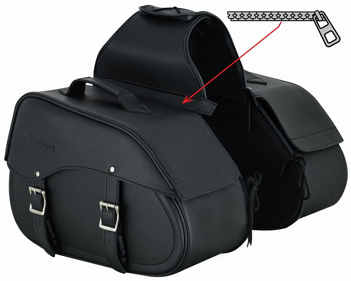 ALFORJAS DE MOTO LATERALES RIGIDAS, REFORZADAS DE PIEL SINTETICA, INTERIOR FORRADO 2 x 24 LITROS