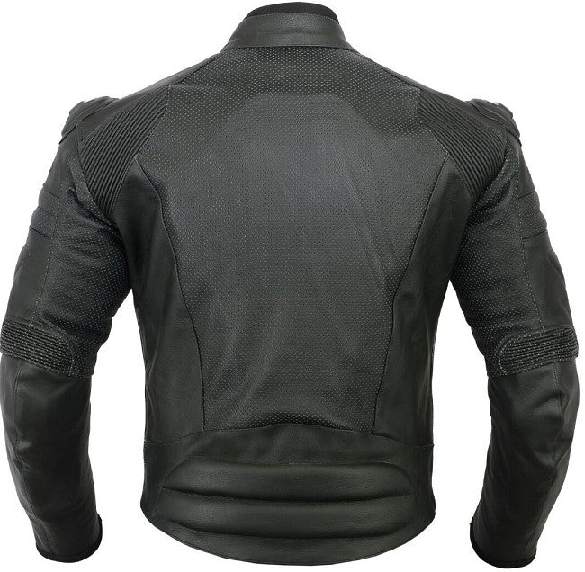 REF:GM170 NEGRACHAQUETA MICROPERFORADA DE CUERO PARA MOTORISTAS CON PROTECTORES C.E.